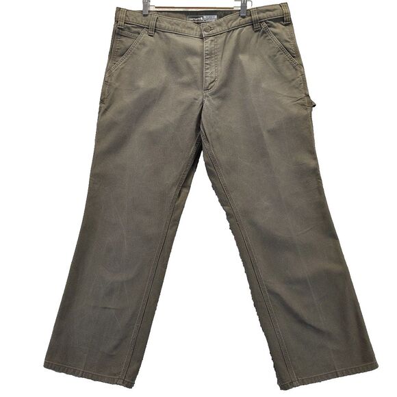 Carhartt Pants Men 40x30 Green Relaxed Fit Rugged Flex Canvas Cargo Carpenter - Picture 1 of 14